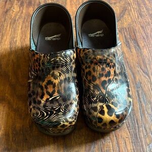 Dansko Leopard and Swirl Pattern Clogs